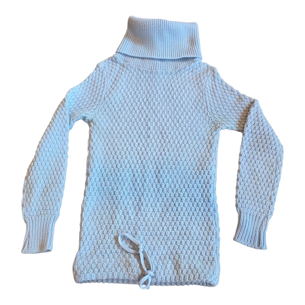 Vintage 80s Womens Sweater Blue Knit Cowl Neck Sweater Small Cozy Grannycore